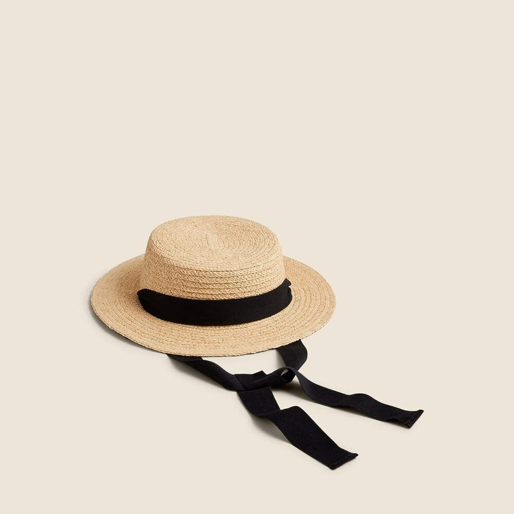 J. Crew Short brim boater hat with ribbon Size S/M